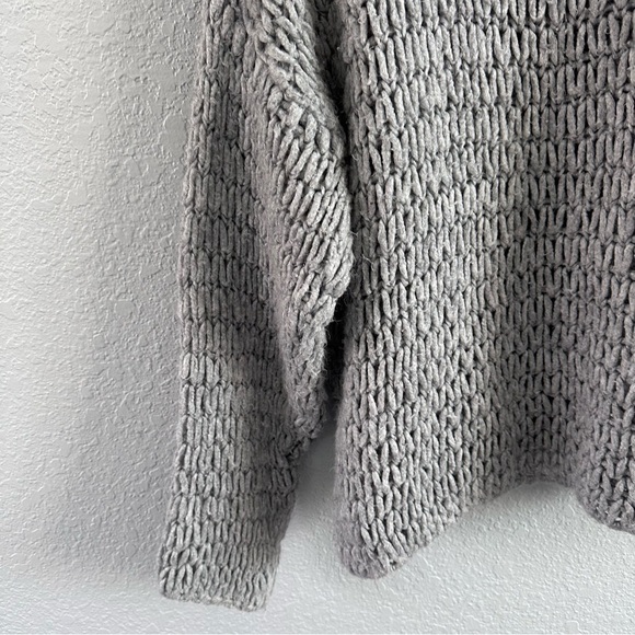 Mango Gray Chunky Knit Turtleneck Sweater Oversized Cozy Size L - Picture 4 of 15